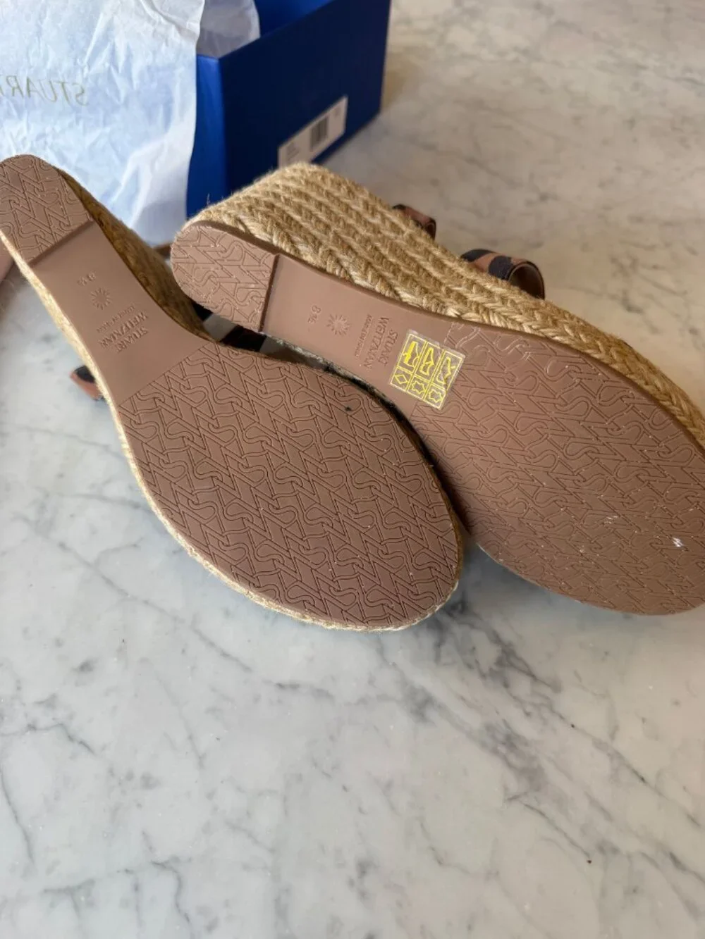 NIB Stuart Weitzman Ellette Espadrille Wedge Sandals | Cheetah Suede | 8.5